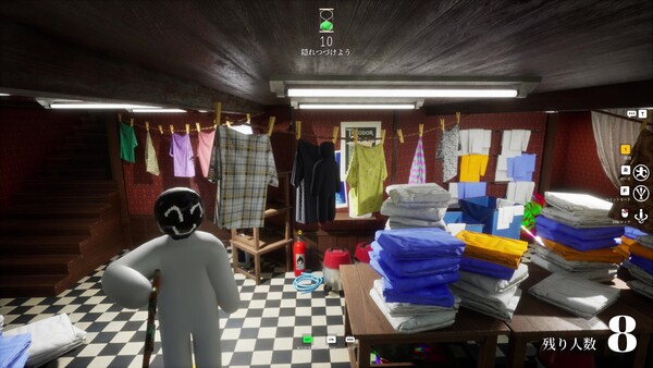 MECCHA CHAMELEON screenshot showing a cluttered room with black and white checker flooring.
